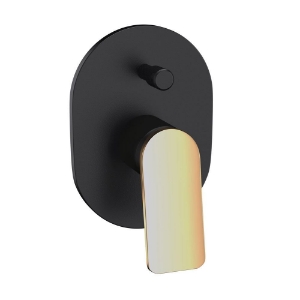 Picture of Single Lever In-wall Diverter - Lever: Gold Matt PVD | Body: Black Matt