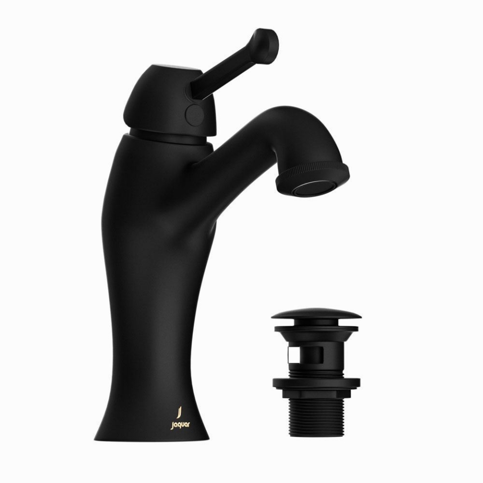 Picture of Single lever basin mixer with click clack waste - Black Matt