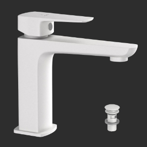 Picture of Single Lever Basin Mixer with click clack waste - White Matt