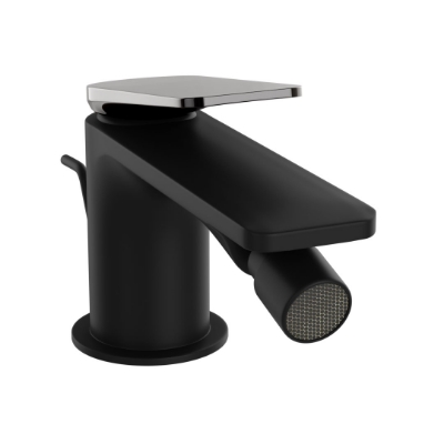 Picture of Single Lever Bidet Mixer with Popup Waste - Lever: Black Chrome | Body: Black Matt