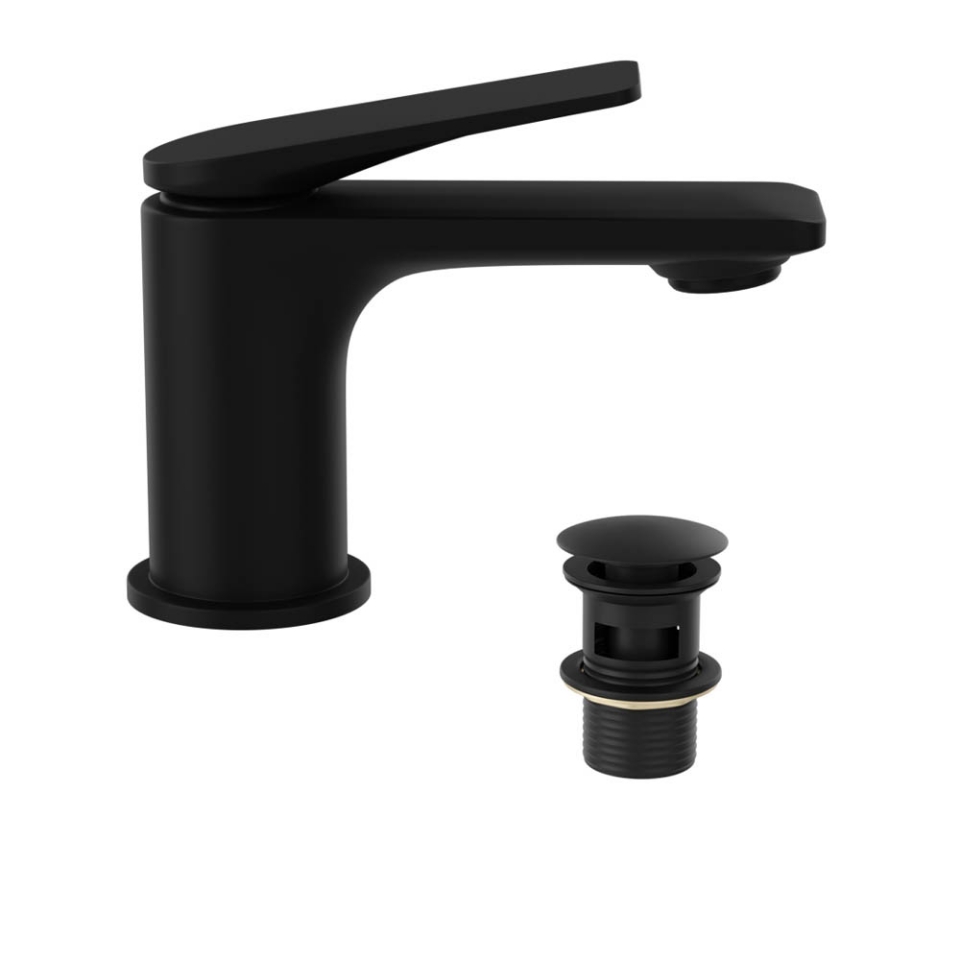 Picture of Single lever basin mixer with click clack waste - Black Matt