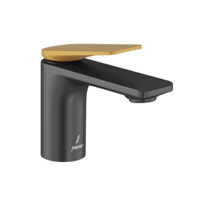 Picture of Single Lever Basin Mixer - Lever: Gold Matt PVD | Body: Black Matt