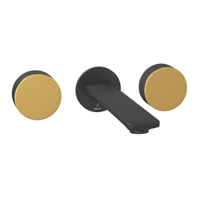 Picture of Exposed Part Kit of In-wall 3-Hole Basin Mixer - Lever: Gold Matt PVD | Body: Black Matt