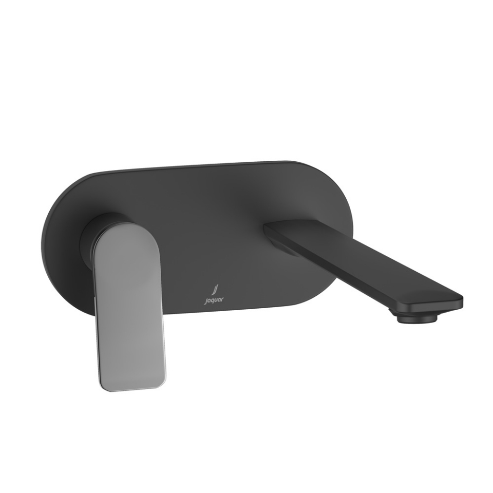 Picture of Exposed Parts of Left Hand Side Operated Single Lever Built-in In-wall Manual Valve  - Lever: Black Chrome | Body: Black Matt