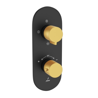 Picture of Bateria termostatyczna prysznicowa Aquamax 3-drożna - Uchwyt: Złoty mat PVD Korpus: Czarny Mat