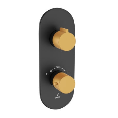 Picture of Bateria termostatyczna prysznicowa Aquamax - Uchwyt: Złoty mat PVD Korpus: Czarny Mat