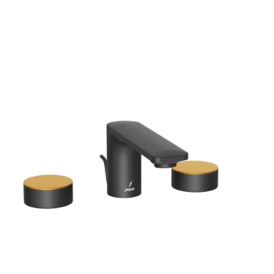 Picture of Bateria umywalkowa 3-otworowa -Uchwyt: Złoty mat PVD Korpus: Czarny Mat